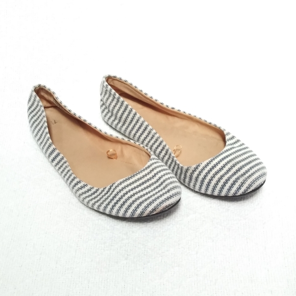 Shoes - Nautical Striped Fabric Flats Size 7.5